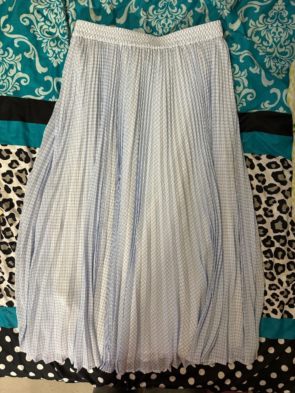 RARE Michael Kors Europe 2025 Proto Midi Skirt - Blue Geometric Double Slit - 2/